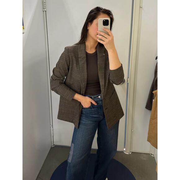 Old Navy Relaxed Blazer Jacket Brown Plaid Classic Womens Plus Size 2X New NWT - Picture 5 of 17